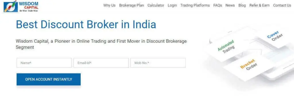 Compare Top 10 Discount Brokers in India 2025 : The Share Brokers Financial Services Wisdom Capital Best Discount Broker